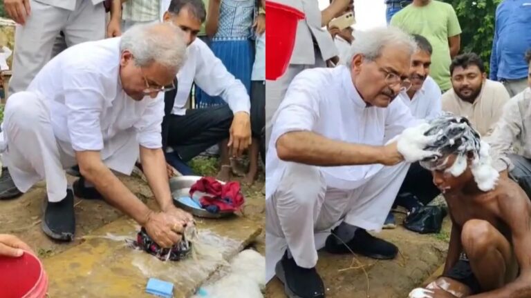 जब सांसद जी ने बच्चों को रगड़-रगड़कर नहलाया, कपड़े धोए और नाखून भी काटे; VIDEO हुआ वायरल