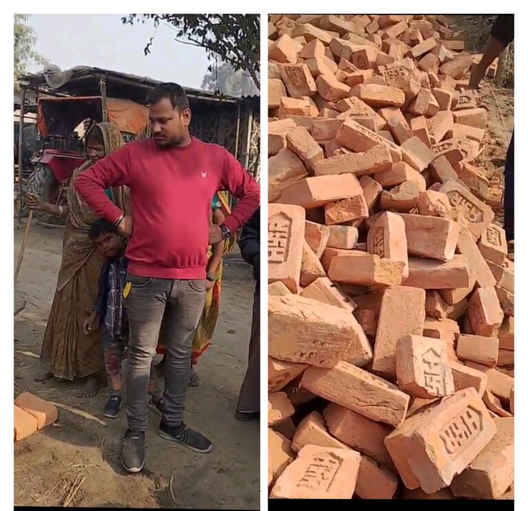 मिट्टी और ईंट-बीच से बन रही सड़क, गुणवत्ता पर सवाल; ग्रामीणों में आक्रोश